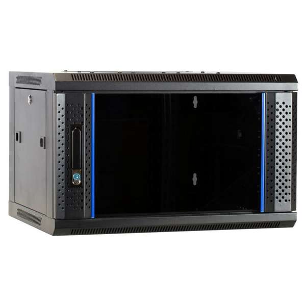 Naar omschrijving van AST19-6604-FD - 4U wandkast met glazen deur 600x600x280mm (BxDxH)