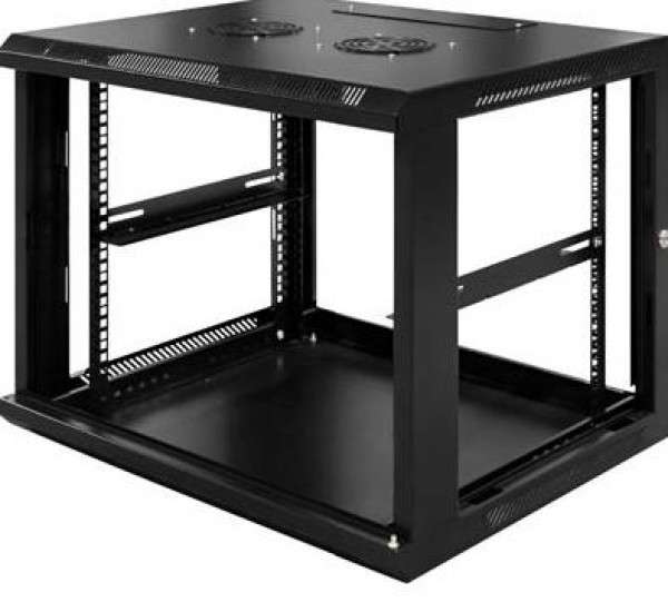 Naar omschrijving van AST19-6606-DOUBLE - 6U wandkast (kantelbaar) met glazen deur 600x600x368mm (BxDxH)