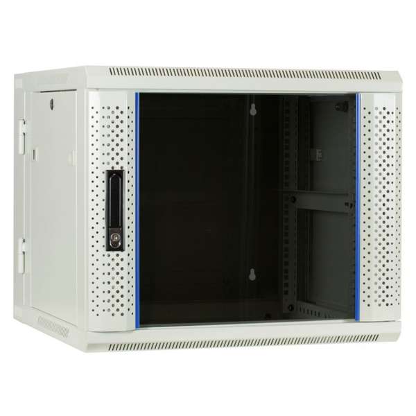 Naar omschrijving van AST19-6609W-DOUBLE - 9U witte wandkast (kantelbaar) met glazen deur 600x600x500mm (BxDxH)