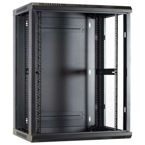 Naar omschrijving van AST19-6615-FD - 15U wandkast met glazen deur 600x600x770mm (BxDxH)