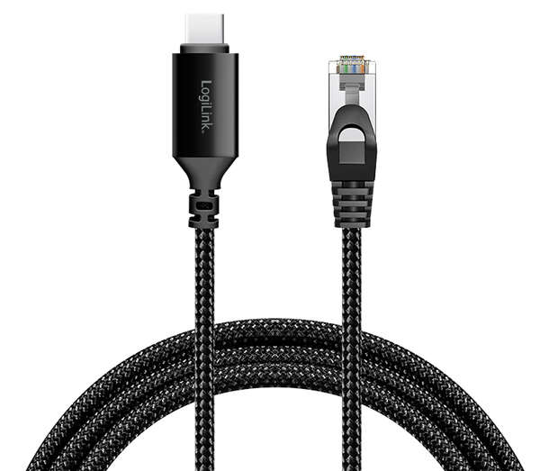 Naar omschrijving van CU0410 - USB 3.2 Type-C Ethernet cable, C/M to RJ45/M, 1 Gbps, active, black/grey, 1 m