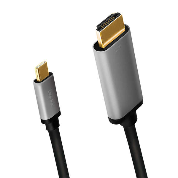 Naar omschrijving van CUA0101 - USB 3.2 Gen1 Type-C cable, C/M to HDMI/M, 4K, alu, black/grey, 1.8 m