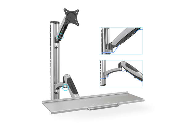 Naar omschrijving van DA-90354 - Workstation (Monitor, Keyboard) Wall Mount 27 inch, 6 kg, VESA 75x75, 100x100, silver