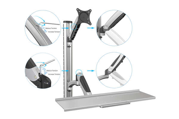 Naar omschrijving van DA-90354 - Workstation (Monitor, Keyboard) Wall Mount 27 inch, 6 kg, VESA 75x75, 100x100, silver