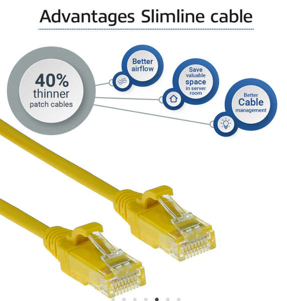 Naar omschrijving van DC9830 - ACT Geel LSZH U/UTP CAT6 slimline patchkabel snagless 0.15m