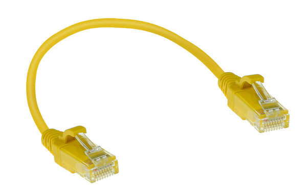 Naar omschrijving van DC9830 - ACT Geel LSZH U/UTP CAT6 slimline patchkabel snagless 0.15m