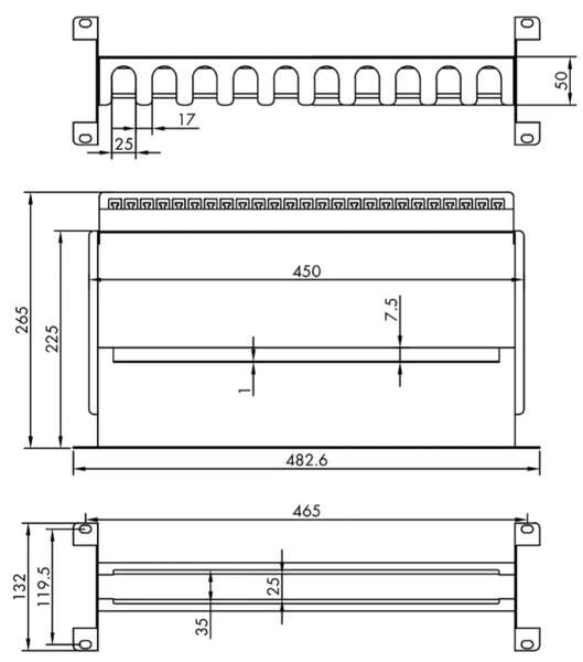 Naar omschrijving van 26990340 - 19” 3U montageframe voor DIN-railapparaten, zwart