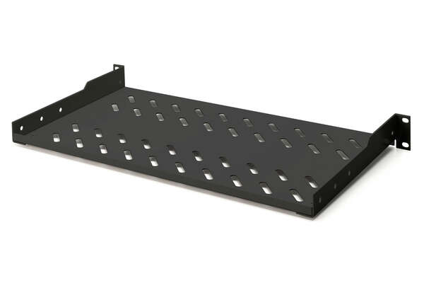 Naar omschrijving van DN-19-TRAY-1-SW - 1U fixed shelf for racks from 400 mm depth 45x482x250 mm, up to 15 kg, black (RAL 9005)