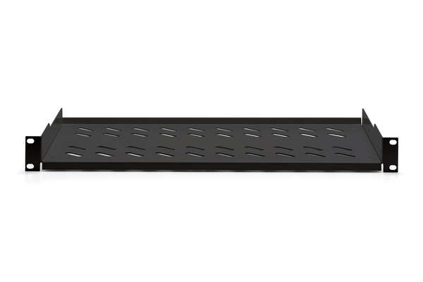 Naar omschrijving van DN-19-TRAY-1-SW - 1U fixed shelf for racks from 400 mm depth 45x482x250 mm, up to 15 kg, black (RAL 9005)