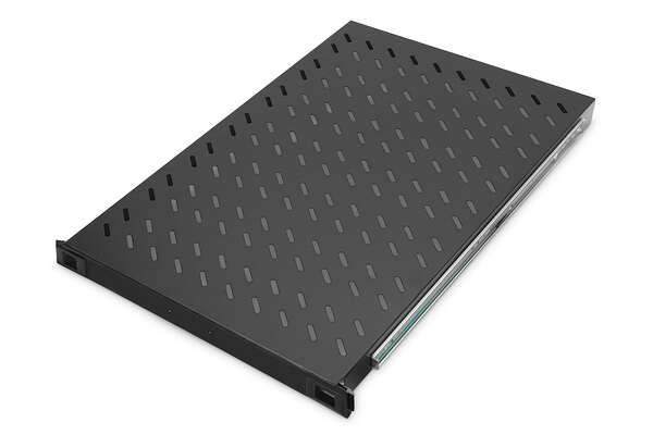 Naar omschrijving van DN-19-TRAY-2-1000SW - 1U extendible shelf for 1000 mm depth racks 44x483x720 mm, up to 65 kg, black (RAL 9005)