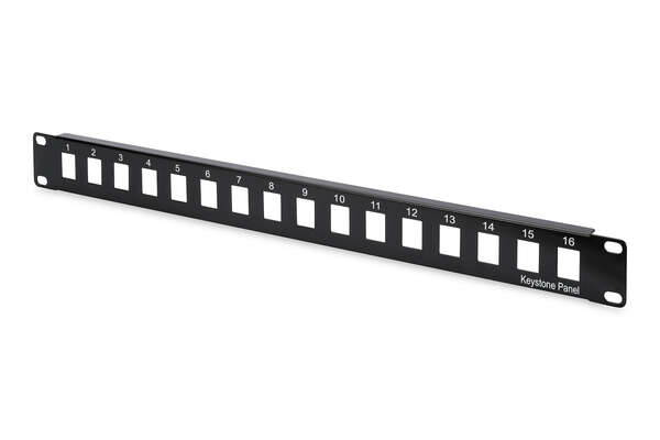 Naar omschrijving van DN-91400 - Modular Patch Panel, unshielded, 16-port blank, 1U, rack mount, black RAL 9005