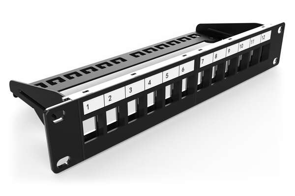 Naar omschrijving van DN-91420 - Modular Patch Panel, shielded, 12-Port Blank,1U,254mm (10