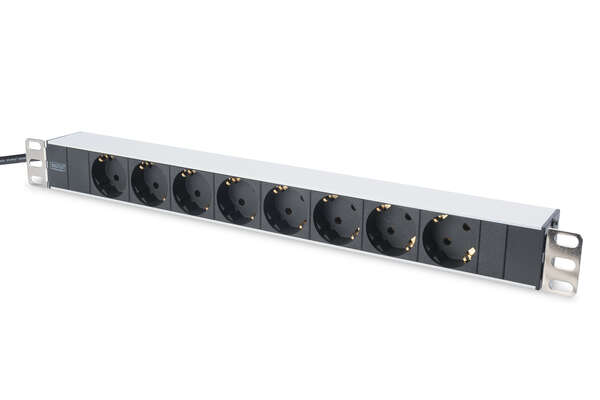 Naar omschrijving van DN-95401 - 1U Aluminum PDU, rackmountable, 8x safety outlet 16A, 4000W, 250VAC 50/60Hz,