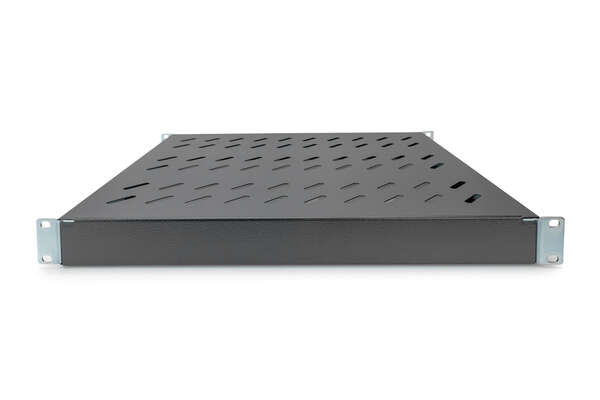 Naar omschrijving van DN-97645 - 1U fixed shelf for 600 mm depth racks 43x483x358 mm, adjust. up tp 550 mm depth, black