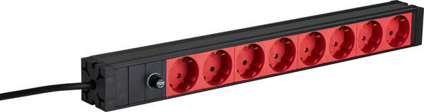 Naar omschrijving van EK631CD-1 - 19 inch 1U Socket Strip 8 x CEE 7/3 red,  cable C14, 10A fine fuse, black