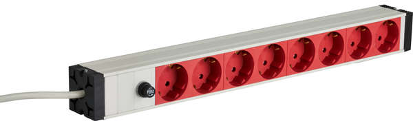 Naar omschrijving van EK631CD-1GR - 19 inch 1U Socket Strip 8 x CEE 7/3 red,  cable C14, 10A fine fuse, grey