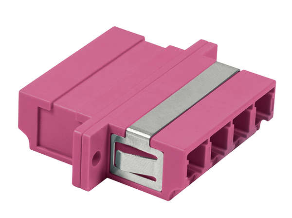 Naar omschrijving van FA04LC4 - Fiber optic LC quad adapter met keramische huls,  violet, OM4