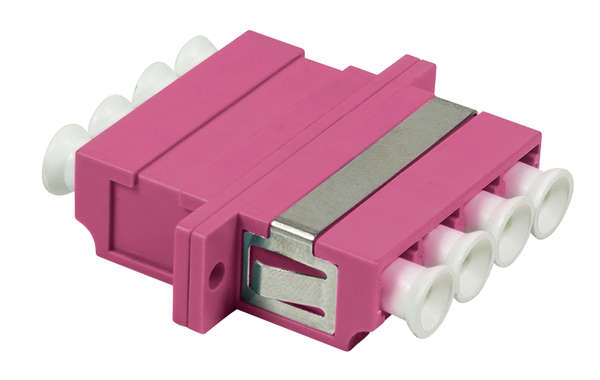 Naar omschrijving van FA04LC4 - Fiber optic LC quad adapter met keramische huls,  violet, OM4