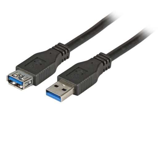 Naar omschrijving van K5237-5 - USB 3.0 kabel,  AM/AF, zwart, 5m