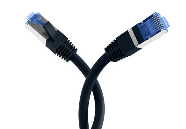 Naar omschrijving van K5525FSW-0-15 - RJ45 Patch cable S/FTP, Cat.6A, Cat.7 Raw cable TPE superflex, zwart, 0,15m