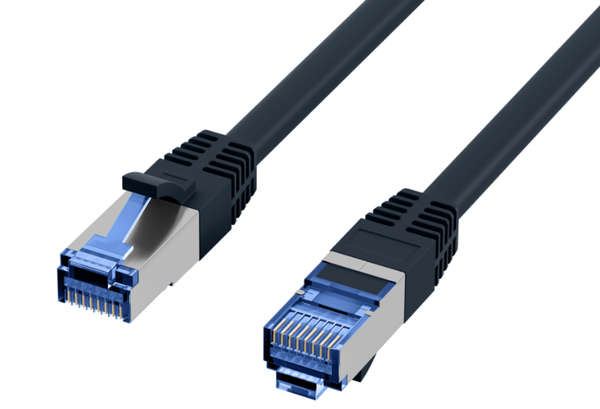 Naar omschrijving van K5525FSW-0-25 - RJ45 Patch cable S/FTP, Cat.6A, Cat.7 Raw cable TPE superflex, zwart, 0,25m