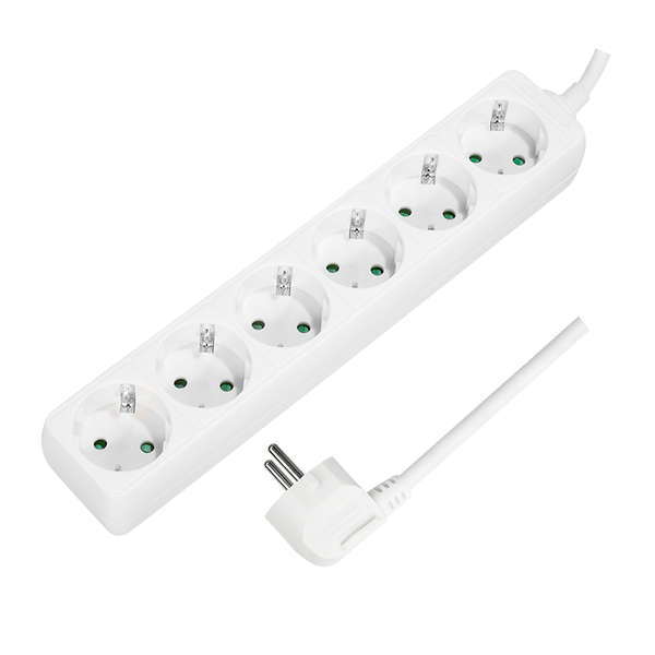 Naar omschrijving van LPS238 - Socket outlet 6-way, 6x CEE 7/3, 1.5 m, white