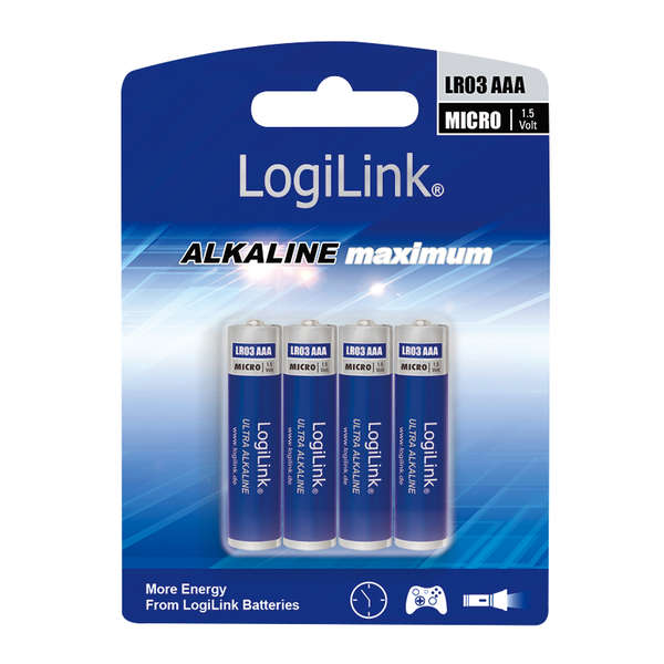 Naar omschrijving van LR03B4 - Ultra Power AAA alkaline batteries, LR03, Micro, 1.5V, 4pcs