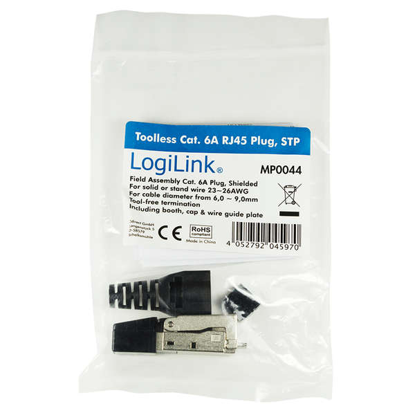 Naar omschrijving van MP0044 - LogiLink Field Assembly RJ45 Plug Cat.6A 10GE, fully shielded