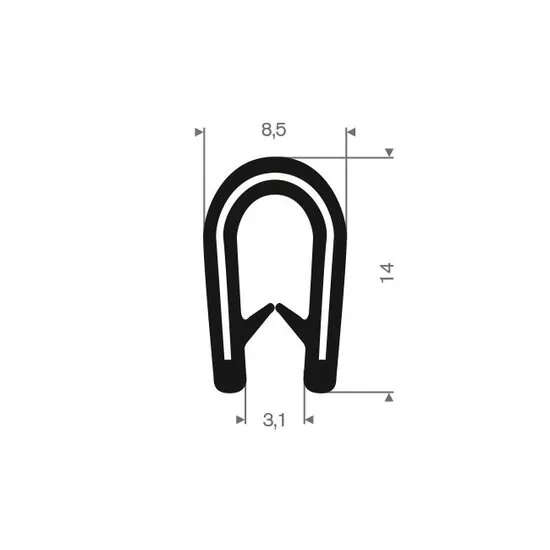 Naar omschrijving van MP8514 - Beschermrubber t.b.v kast onder/boven kabeldoorvoer (set van 2 x 50cm)