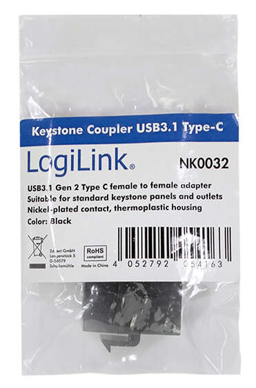 Naar omschrijving van NK0032 - Keystone Coupler USB 3.1 Type C female > female 17.2mm width