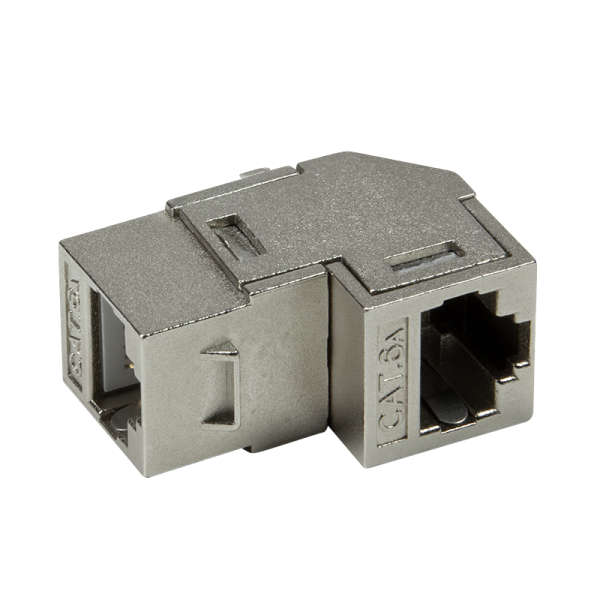 Naar omschrijving van NK4025 - Cat.6A Keystone Inline Coupler STP, 90° angled, metal housing