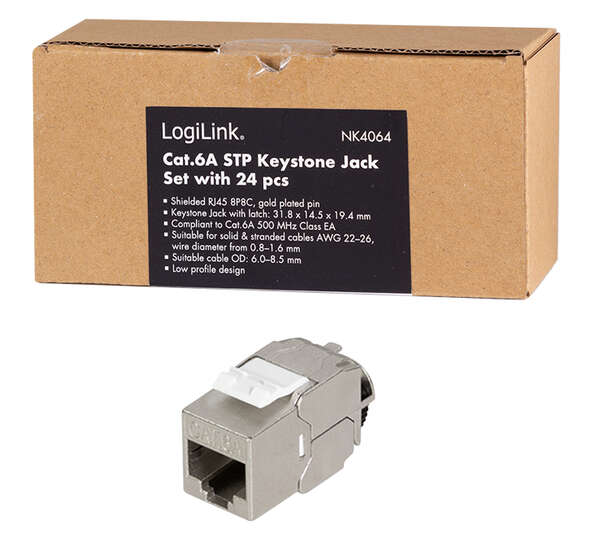 Naar omschrijving van NK4064 - Keystone Jack Cat.6A STP PrimeLine 14.5mm 22-26 AWG, 24 pieces