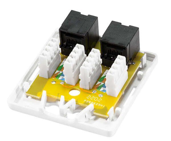 Naar omschrijving van NP0101 - Cat.6A Surface Mounted Box 2 x RJ45, unshielded