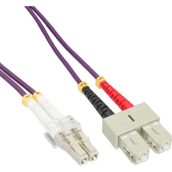 Naar omschrijving van OM4LCSC010 - Duplex Glasvezel Patchkabel om4 (100Gbit) LC-SC 50/125,  1m