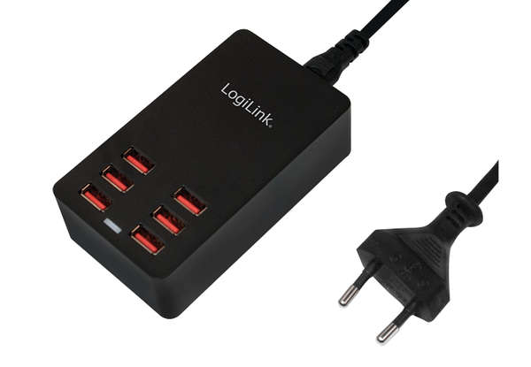 Naar omschrijving van PA0139 - USB Table Charger, 6 Port, USB-AF, 32W, black