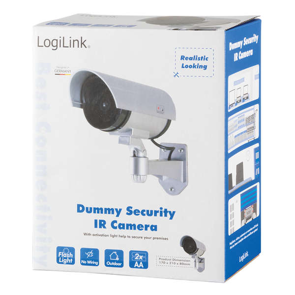 Naar omschrijving van SC0204 - LogiLink Dummy Security Camera with Red Flashing Light, Silver