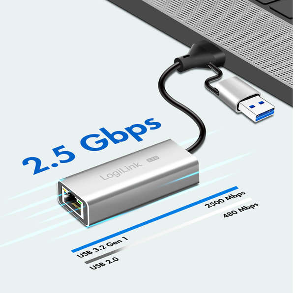 Naar omschrijving van UA0422 - USB Adapter, USB 3.1, USB-C to 2.5G Gigabit Ethernet